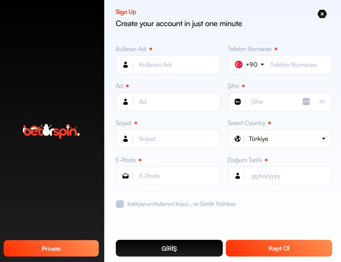 Betorspin'e nasıl üye olabilirim?